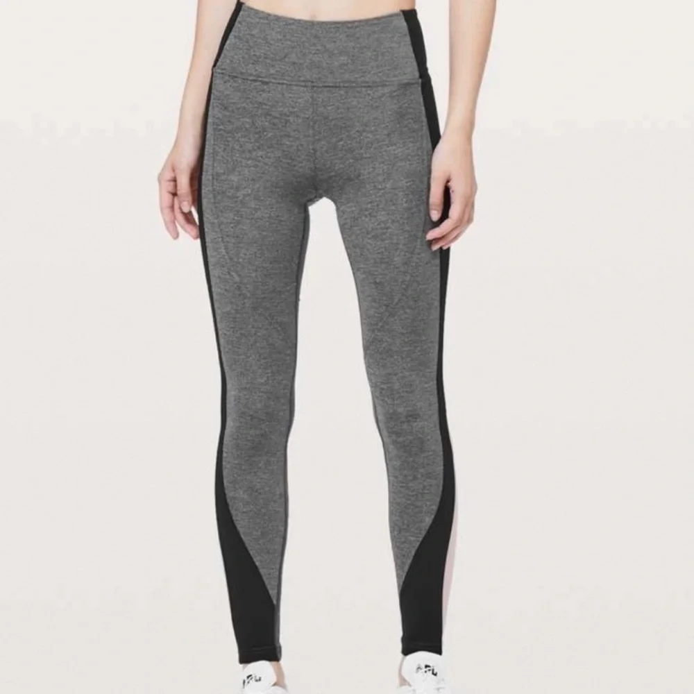 Lululemon Get Going Train Tight 28” Heathered Black Smoky Blush Leggings Size 6